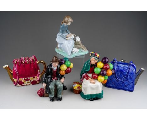 Two Royal Doulton  figures comprising "The Old Balloon Seller" HN1315 and "The Balloon  Man" HN1934, together with a NAO figu