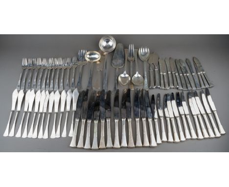 An early 20th Century Austrian 800 standard post 1922 silver twelve place flatware service to include: 12 table forks, 12 tab