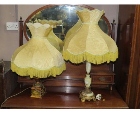 TWO VINTAGE TABLE LAMPS AND SHADES