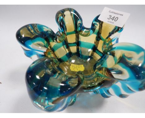A VINTAGE MURANO COLOURED ASHTRAY