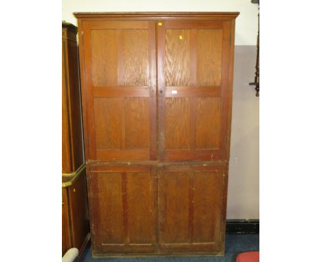 A VINTAGE LARGE SCHOOL STYLE CUPBOARD - 213 X 130 CM