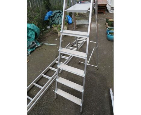 TWO ALUMINIUM LADDERS COMPRISING A PAIR OF EXTENDING LADDERS AND A PAIR OF STEP LADDERS