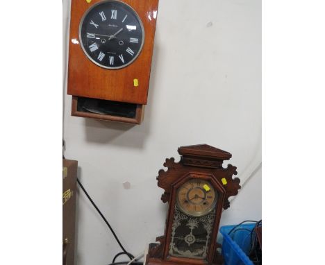 A RETRO USSR WALL MOUNTED CLOCK TOGETHER WITH A MANTLE CLOCK (2)