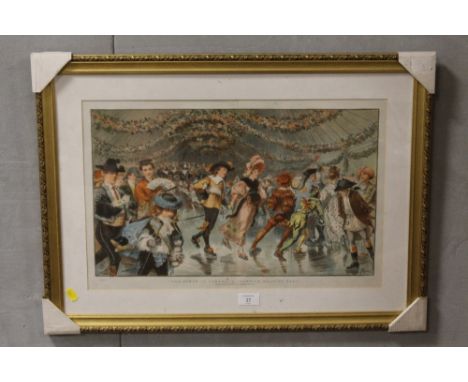 A 'CHRISTMAS IN CANADA' FRAMED COLOURED PRINT CIRCA 1890