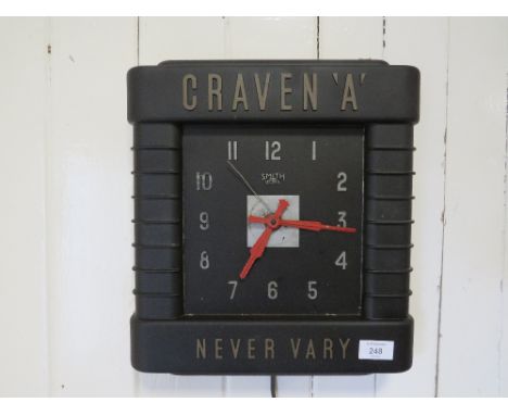 A VINTAGE CRAVEN A SMITH SECTRIC NEVER VARY ELECTRIC ADVERTISING WALL CLOCK (UNCHECKED)