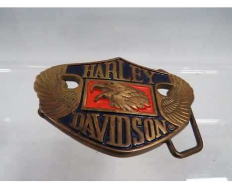 A VINTAGE GENUINE HARLEY DAVIDSON BELT BUCKLE BY BARON C1987 