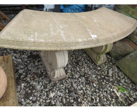 A CONCRETE THREE PIECE GARDEN BENCH