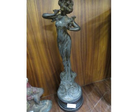 A VINTAGE SPELTER STYLE FIGURE OF A LADY SIGNED GRISARD 