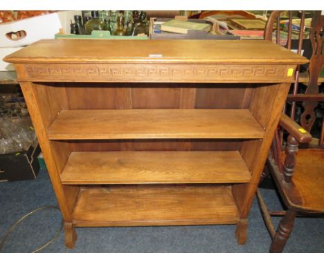 A VINTAGE OAK OPEN BOOKCASE 92 X 91 CM