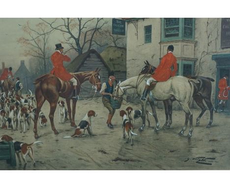 After G Wright, Two Hunting Prints, 30cm x 46cm, In Rosewood Frames, Also with Assorted Hunting themed Prints, To include a p