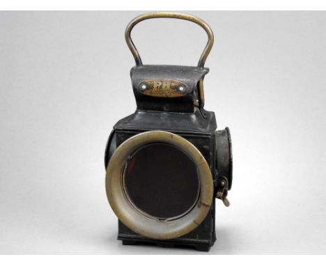 Powell and Hanmer Tail Lamp for car circa 1920, brass and steel construction with ruby glass 'Power and Hanmer Ltd, Manufactu
