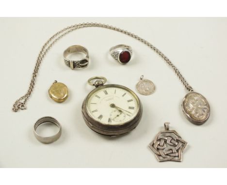 A Victorian open face silver pocket watch, Chester 1899, the white enamel dial with black Roman numerals and subsidiary secon