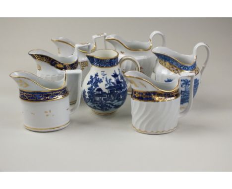 Coalport and Worcester cream jugs, early 19th century, including fluted, polychrome and transfer-printed examples, unmarked (