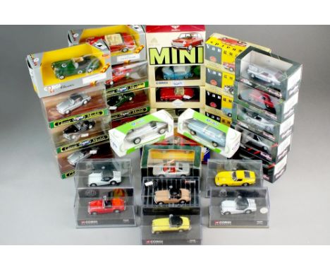 Corgi classics: 30th Anniversary Mini, 870 Jaguar XK120, C806/1 1956 Mercedes 300S, 2 x D730 MG A H/T silver, D731 MG A BRG, 