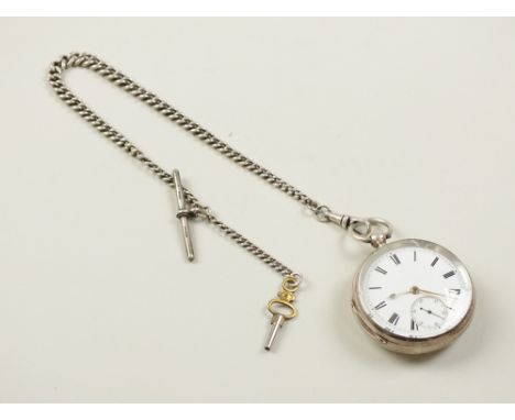 A Victorian silver open face pocket watch, Chester 1880, the white enamel dial with Roman numerals and subsidiary seconds dia