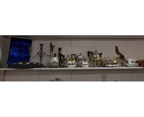 Silver plate and metalware to include cutlery, flatware, candelabra candlestick and other items Location: 1.1 