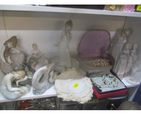 Lladro and Nao figures, costume jewellery and other items Location: 1.4