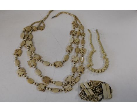 A selection of vintage bone jewellery etc 