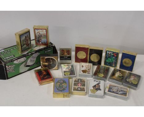 Eighteen new packs of playing cards and card shoe 