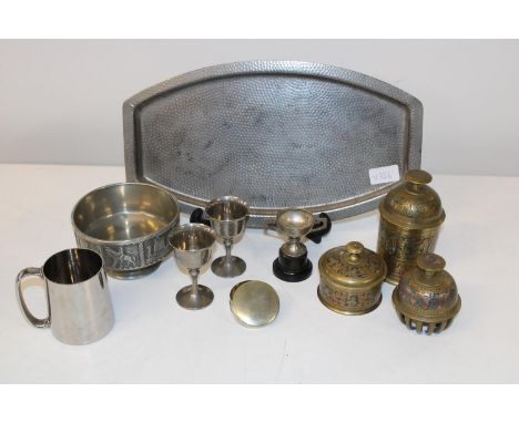 A selection of vintage metal wares including Scandinavian pewter etc 