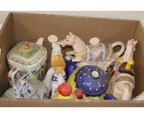 A box of vintage ceramic teapots collection only 