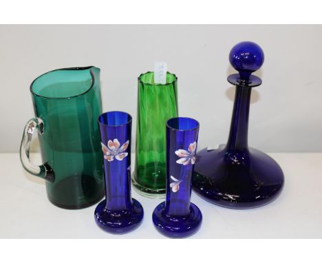 A selection of vintage coloured glassware 