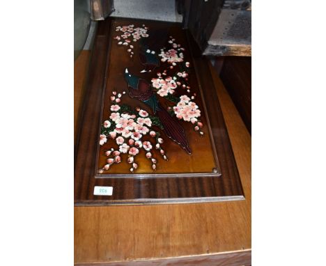 A decorative wall panel, lacquered bird interest