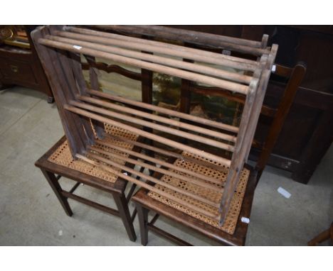 A pair of Victorian bedroom chairs and a vintage folding clothes maid