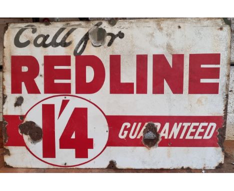 A single sided vitreous enamel Call for Redline advertising sign, 61 x 91cm. 