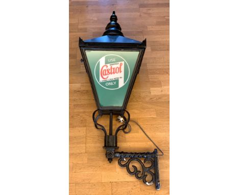 A Castrol quad sided wall mounted lamp, depicting Only Use Castrol logo, 140cm x 55cm 