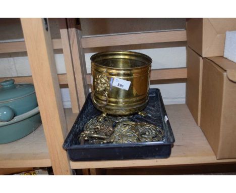 Brass planter together with quantity of horse brasses
