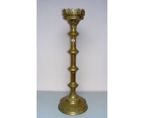 A tall brass church pricket candlestick 41" tall.