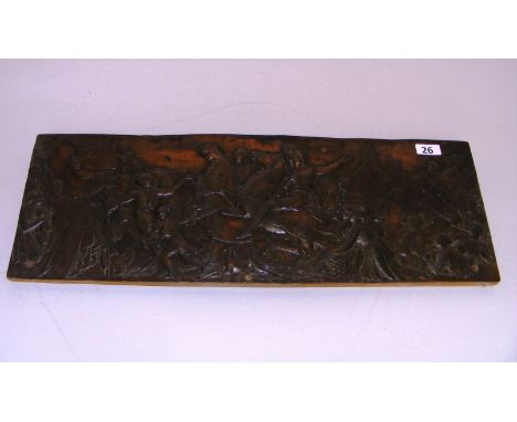 A superb copper relief plaque of a battle scene, with excellent detailing throughout, measuring 60cm wide & later applied to 