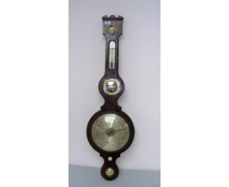 A Victorian inlaid banjo barometer.