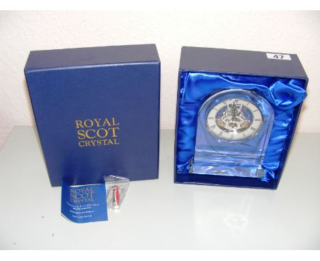 A boxed Royal Scot crystal clock.