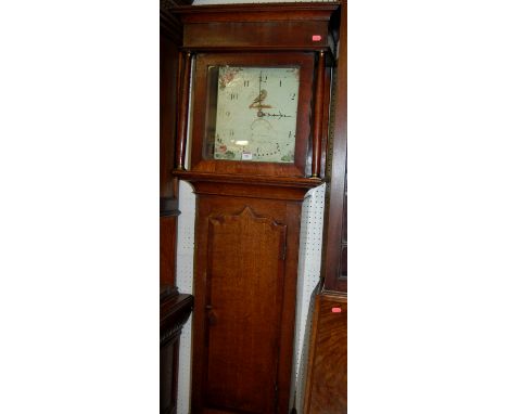 Circa 1800 provincial oak and mahogany cross banded 30 hour longcase clock by John Hallam of Nottingham having a painted squa