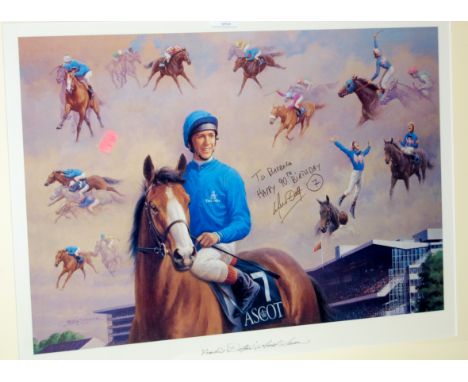 Frankie Dettori's Ascot Seven print, signed and with presentation inscription by Dettori