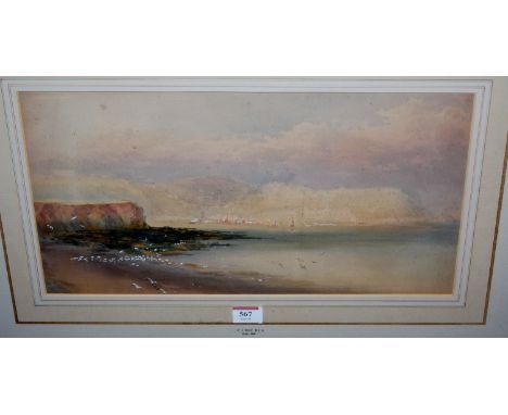 Charles Jones Way (1835-1919) - Harbour scene, watercolour with body colour, 23 x 42cm Condition Report / Extra Information S