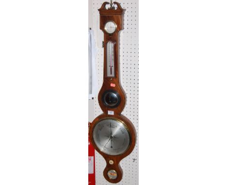 A 19th century mahogany and inlaid five dial wheel barometer by Gerletti of Glasgow