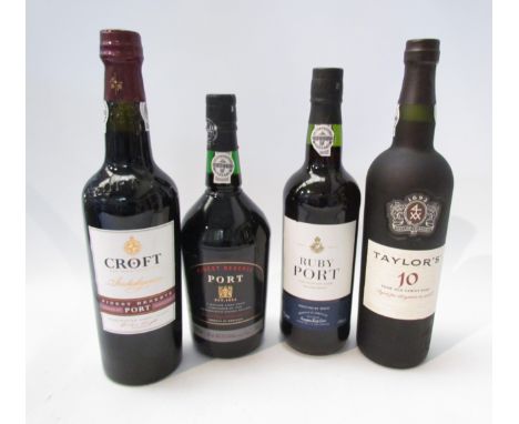 Croft Indulgence Port, Tesco Ruby Port, Marks and Spencers Finest Reserve Port, Taylor's 10 year old Tawny Port (4) 