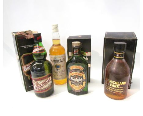 Highland Park 12 years Old Single Malt, Glenfiddich Pure Malt Scotch Whisky 37.5cl, Muirhead's Blended Scotch Whisky, Black B