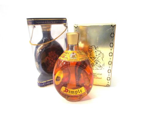 Dimple Ceramic decanter 12 years old Whisky boxed, Dimple Scotch Scotch Whisky 26 3/4flozs boxed (2) 
