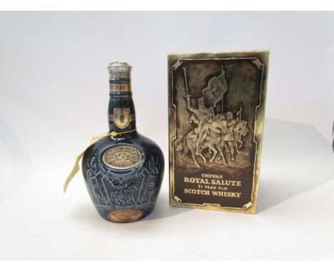 Chivas Regal Royal Salute 21 Year Old Blended Scotch Whisky Sapphire blue flagon, boxed 