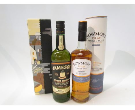 Jameson Whiskey Stout Edition, 700ml, Boxed. Bowmore Islay Legend Single Malt Scotch Whisky, 700ml, in tube (2) 