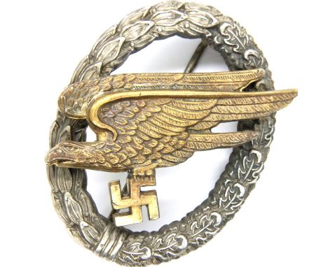 Third Reich early war Fallschirmjager (paratroopers) qualification badge. Maker GH Osang, Dresden. P&amp;P Group 1 (£14+VAT f