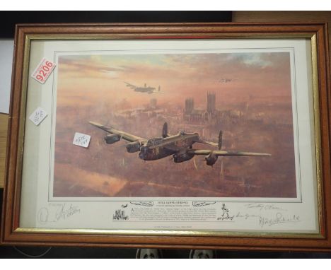 Framed print aircraft still going strong, signed, together with associated Coalport plate. Not available for in-house P&amp;P
