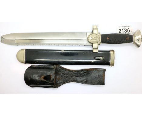 Third Reich D.R.K enlisted mans dagger with leather frog. P&amp;P Group 2 (£18+VAT for the first lot and £3+VAT for subsequen