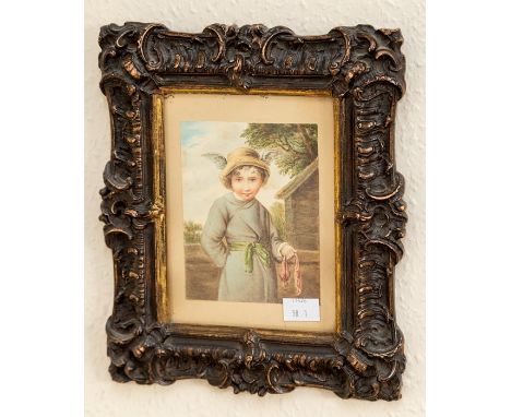 English school, 19th century, portrait of a young country girl, watercolour.&nbsp;