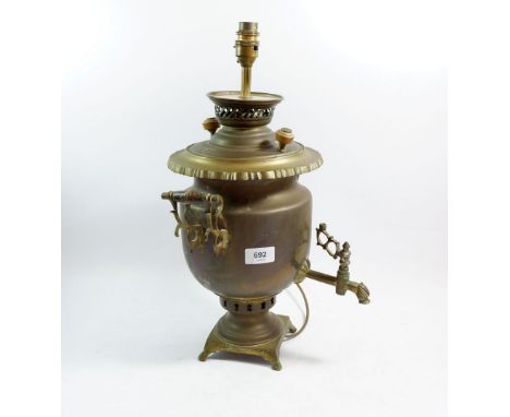 A 19th century brass samovar converted to a table lamp 