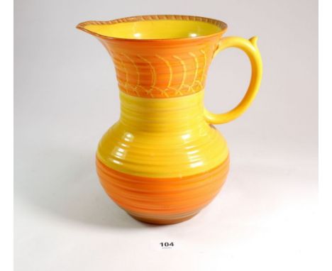 A Shelley Art Deco Harmony Ware large orange jug, 23cm 